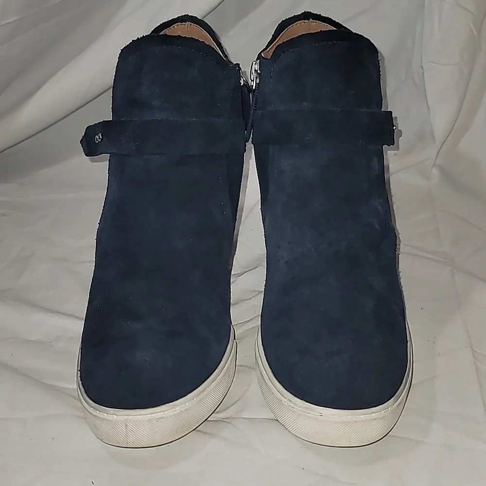 Linea Paolo Wedge Sneaker Navy Felicia Platform Shoes Bootie Suede Size 8 M - Picture 2 of 9